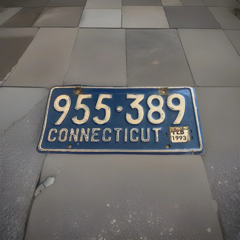 Vintage Connecticut Blue License Plate 955‎ 389